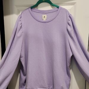 Amazon Lavender Crew Neck Soft Touch Sweatshirt With Puff Sleeves XXL